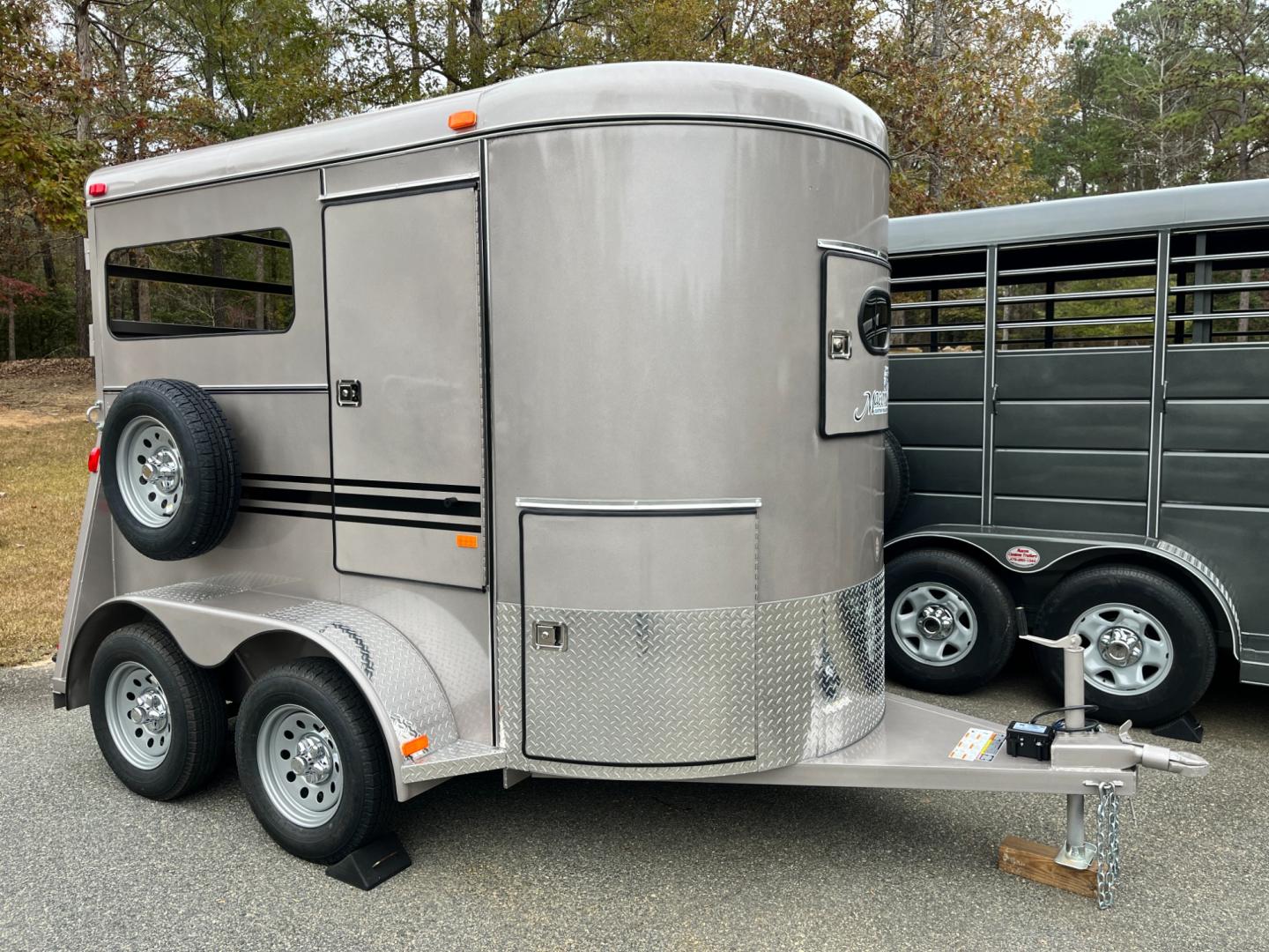 2024 Pewter Metallic Bee Trailers 2 Horse Straight Load Wrangler , located at 1330 Rainey Rd., Macon, 31220, (478) 960-1044, 32.845638, -83.778687 - Sold Special Order Only! Brand New Bee Brand 2 Horse Straight Load Wrangler Series Trailer. Super Deluxe 6ft X 10ft Outside Model is 7ft Tall for Larger Horses too! Made Using Rust Resistant Galvanneal Steel Made in USA! Escape Door and Huge Tack Area, w/Sliding Saddle Rack! Tandem 3,500lb Spri - Photo#0